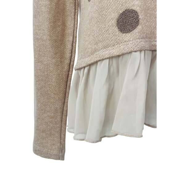 Maison Jules Beaded Polka Dot Ruffle Hem Sweater - Picture 7 of 8